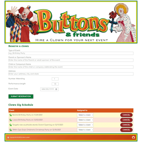 Buttons and Friends home page