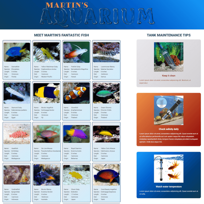 Martin's Aquarium home page