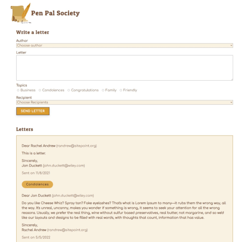 Pen Pal Society home page